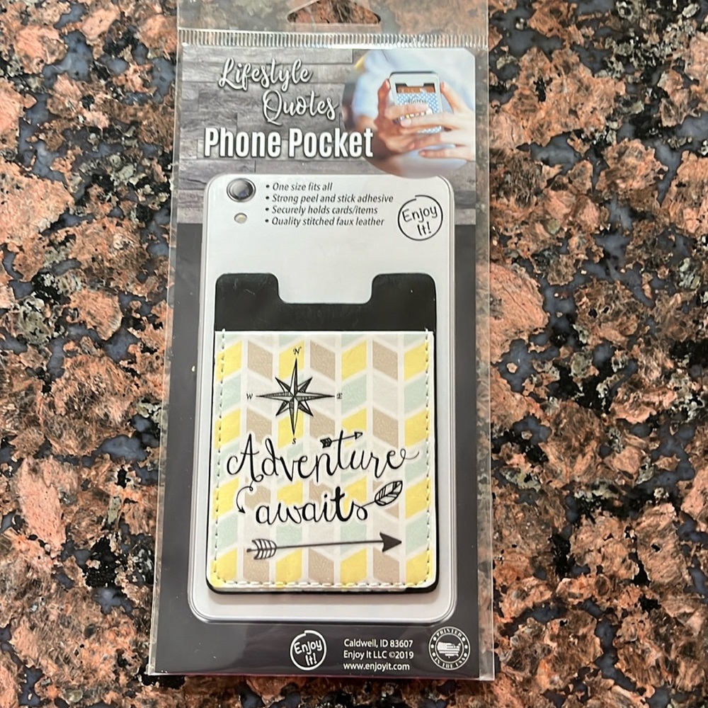 Adventure Awaits Phone Pocket Peel Stick Wallet Credit Card Holder Smartphones
